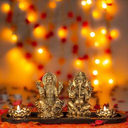 Diwali Navratra Spacial Brass Pooja Thali Set For Laxmi Ganesh Ji Pooj –  SHIV SHAKTI ARTS