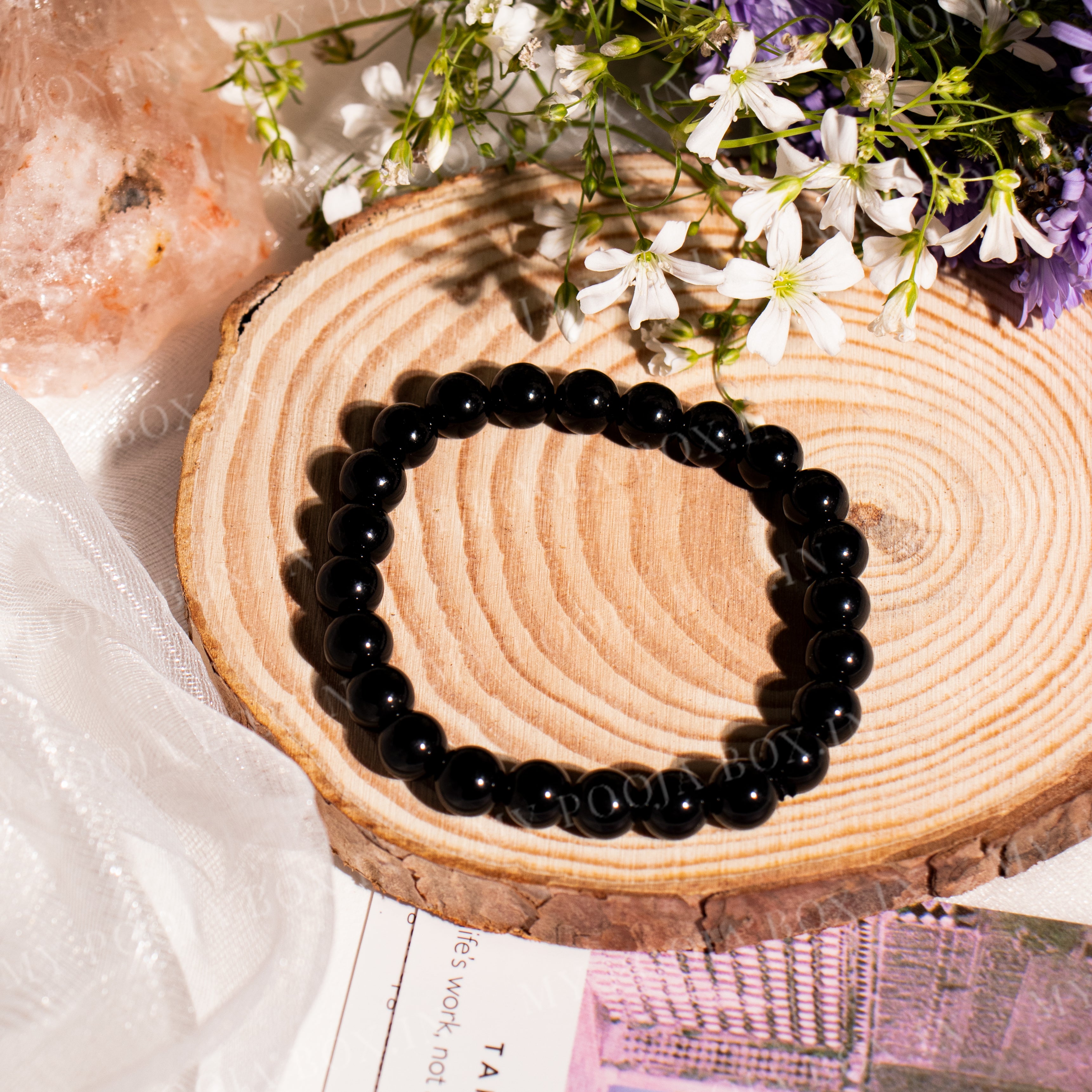 Buy Rose Quartz & Black Onyx Bracelet ( Set of 2 )⎮Couple Bracelet Online  in India - Mypoojabox.in