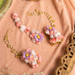 Floral White Pink Lavender Earring & Maang Tikka Set