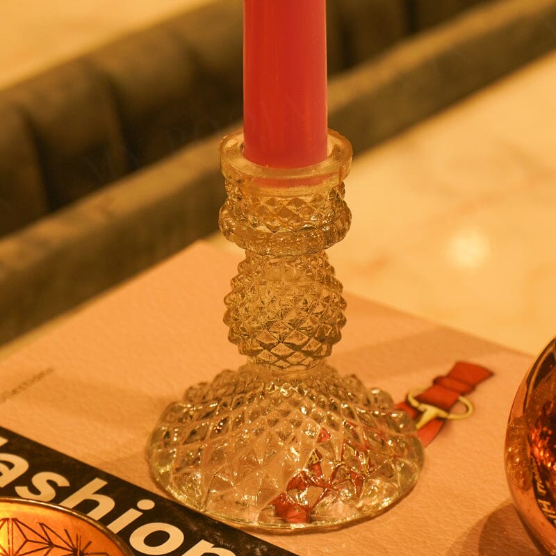 Glass Pillar Press Candle Stand 4Inch