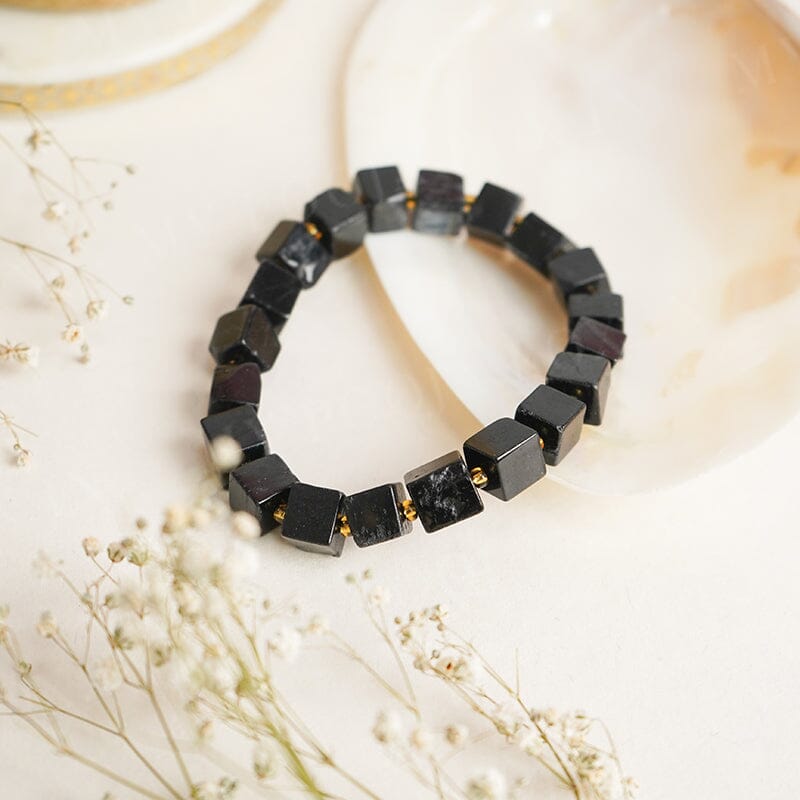 Black Tourmaline Cube Healing Crystal Bracelet