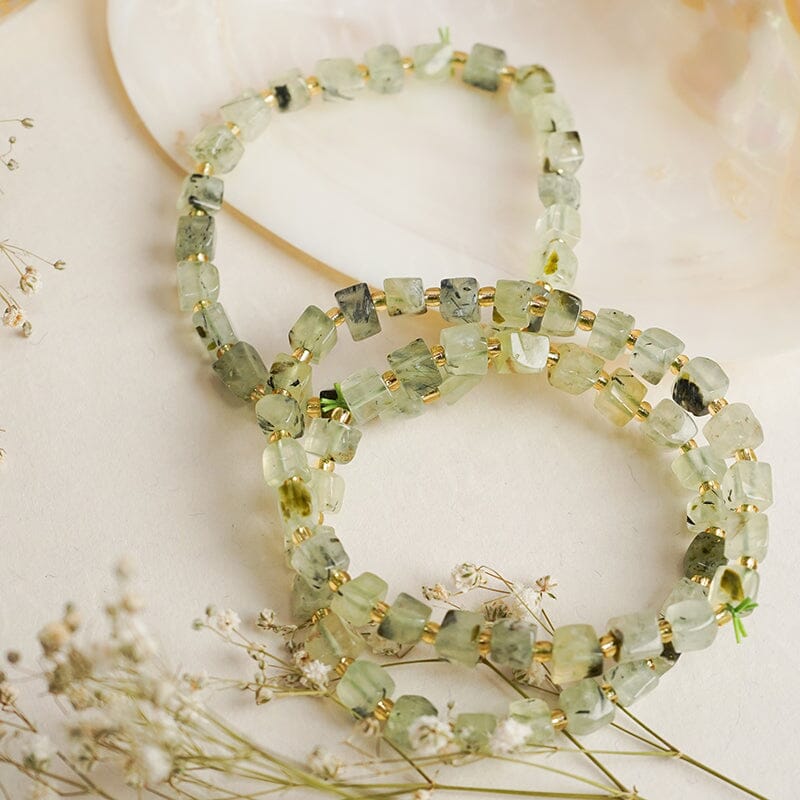 Prehnite Cube Healing Crystal Bracelet