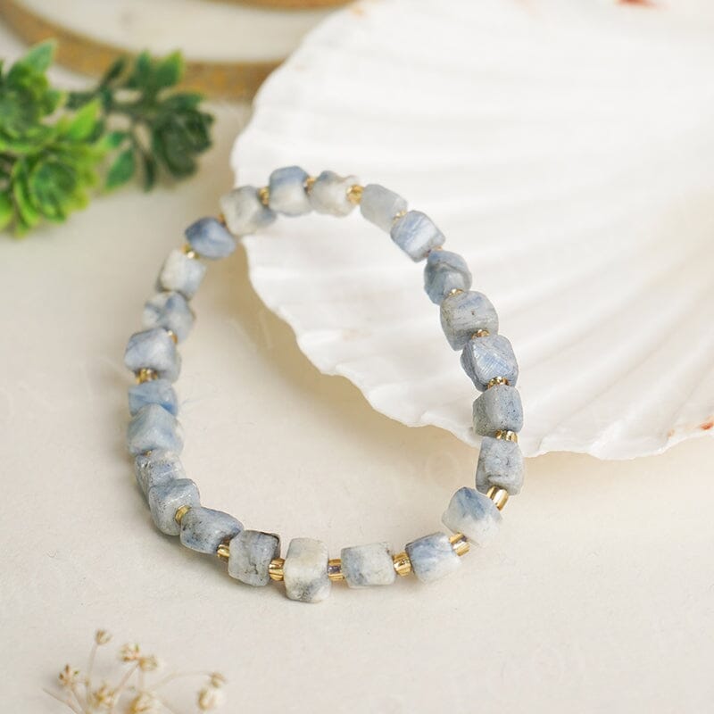 Blue Kyanite Cube Healing Crystal Bracelet