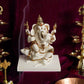 Ganesha Sitted On Mouse Gold Plated Marble Idol