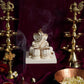 Playing Tabla Gold Plated Marble Ganesha Idol