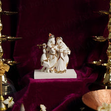 Graceful Radha Krishna Gold Plated Marble Idol