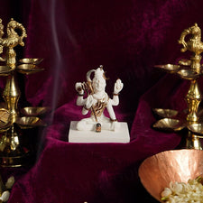 Powerful Shiva Gold Plated Marble Idol