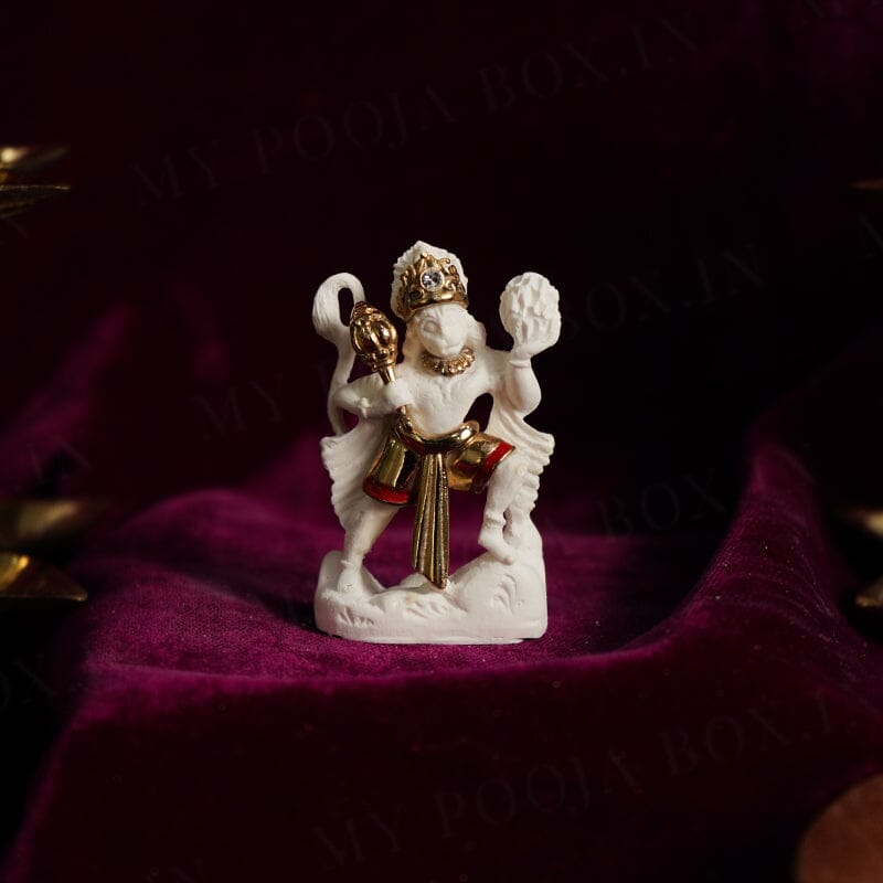 Graceful Lord Hanuman Gold Plated Marble Idol