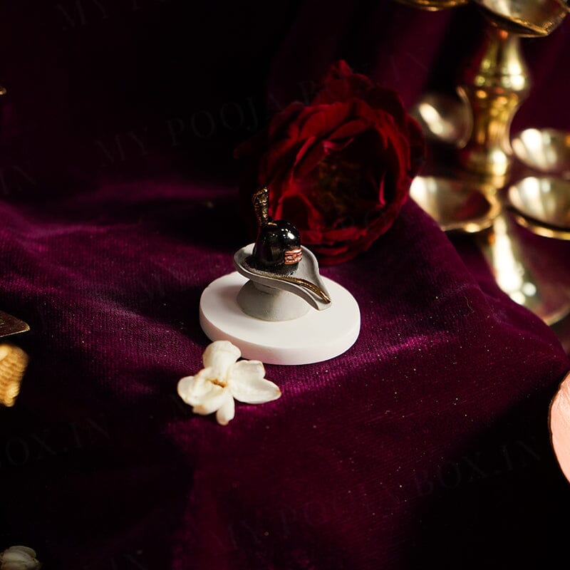 Divine Gold Plated Marble Shivling