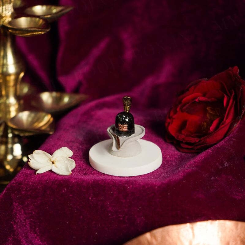 Divine Gold Plated Marble Shivling