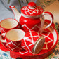 Royal Red Hand Painted Tea Kettle Set