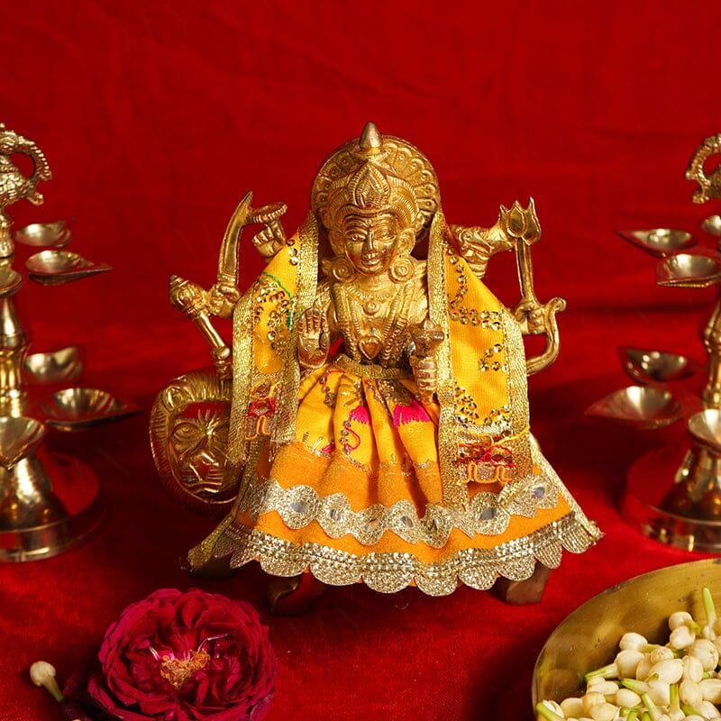 Dazzling Yellow Durga Maa Poshak