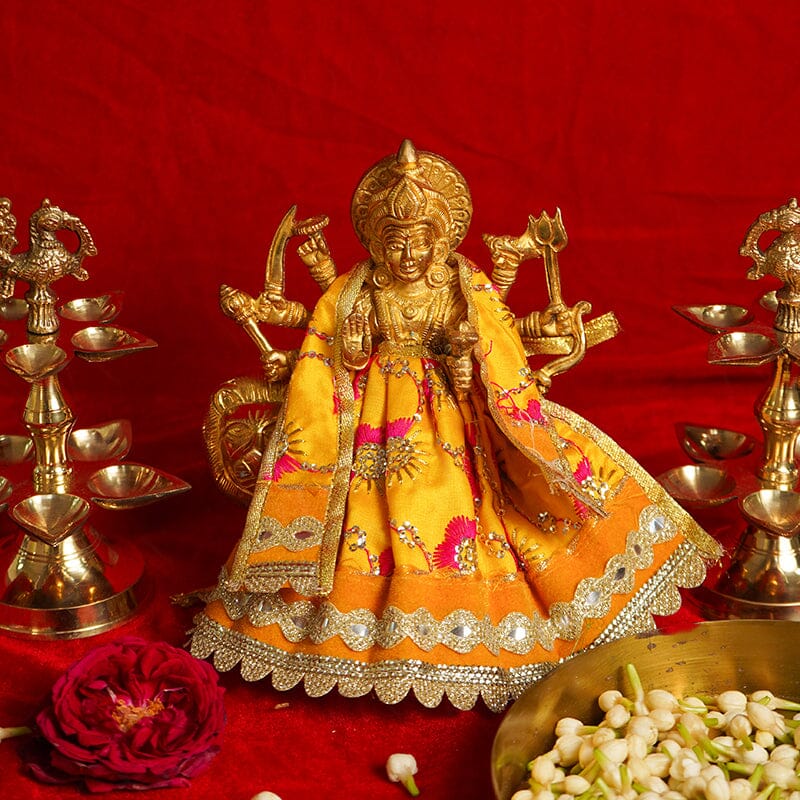 Dazzling Yellow Durga Maa Poshak