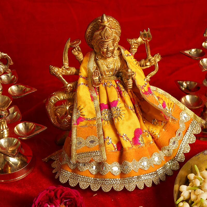 Dazzling Yellow Durga Maa Poshak