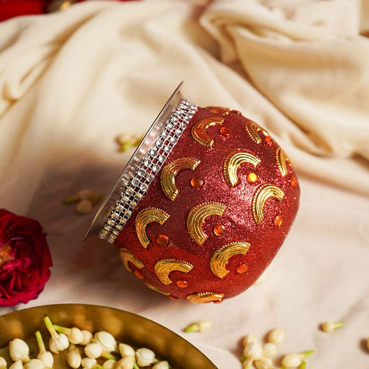 Red Embellished Karwa Chauth Lota