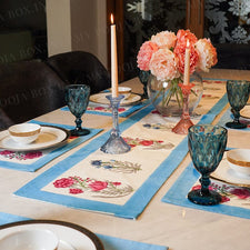 Blue Zunaira Floral Printed Cotton Table Runner