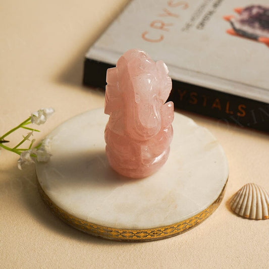 Rose Quartz Peace Gemstone Ganesha Showpiece