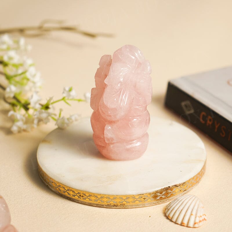 Rose Quartz Peace Gemstone Ganesha Showpiece