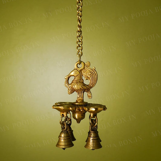 Handcrafted Brass Peacock Hanging Diya