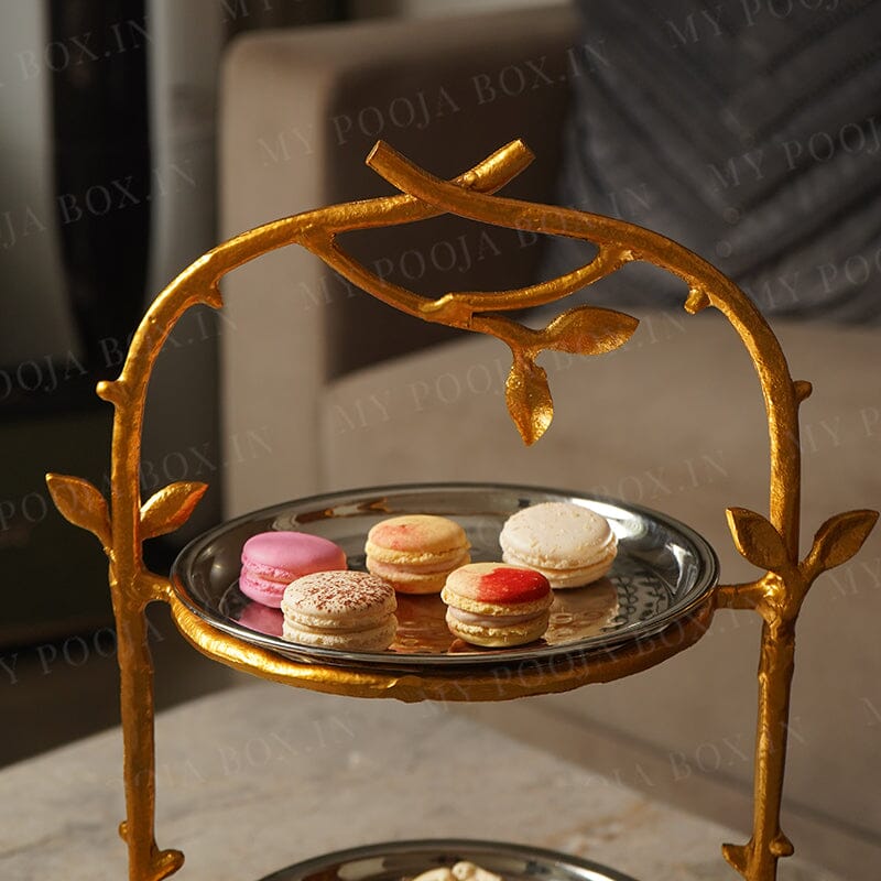 Gold Leaf 2 Tier Cake Stand