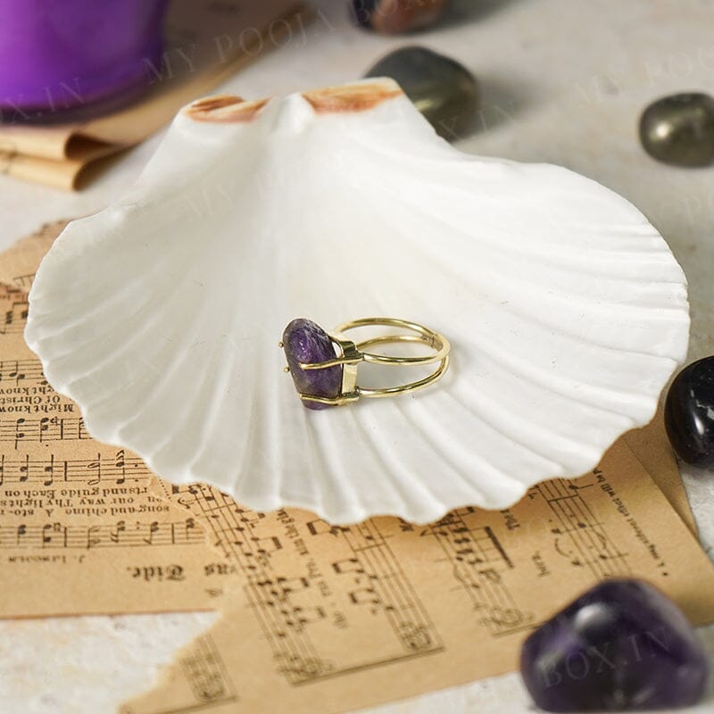 Natural Amethyst Gold Plated Ring