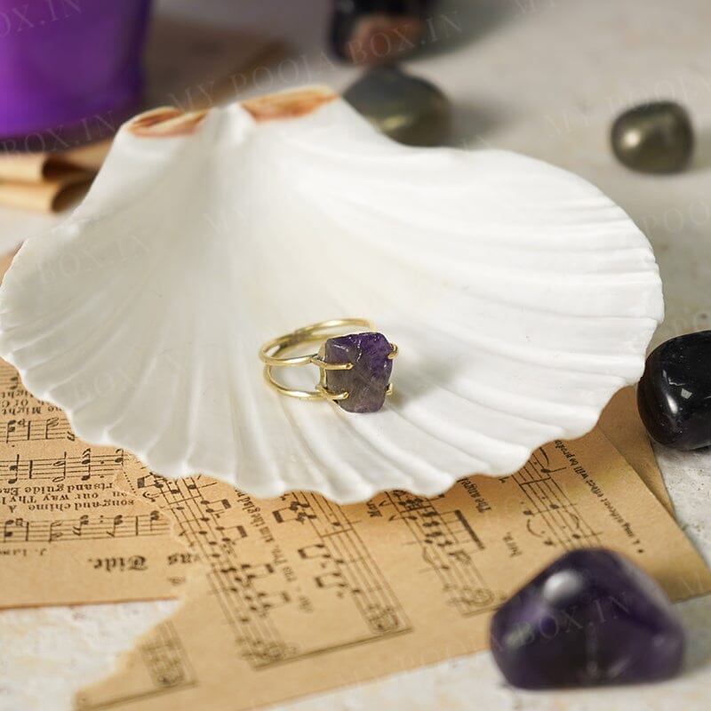 Natural Amethyst Gold Plated Ring