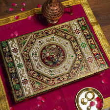 Golden Meenakari Chowki for Pooja 46cm