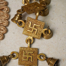 Antique Brass Door/Wall Hanging 11 Bells with Engraved Swastik