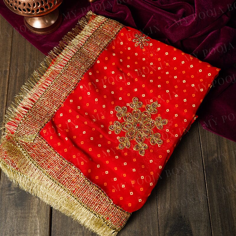 Red Bandhej Rajasthani Chunri