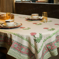 Floral Hues Block Printed Table Cover