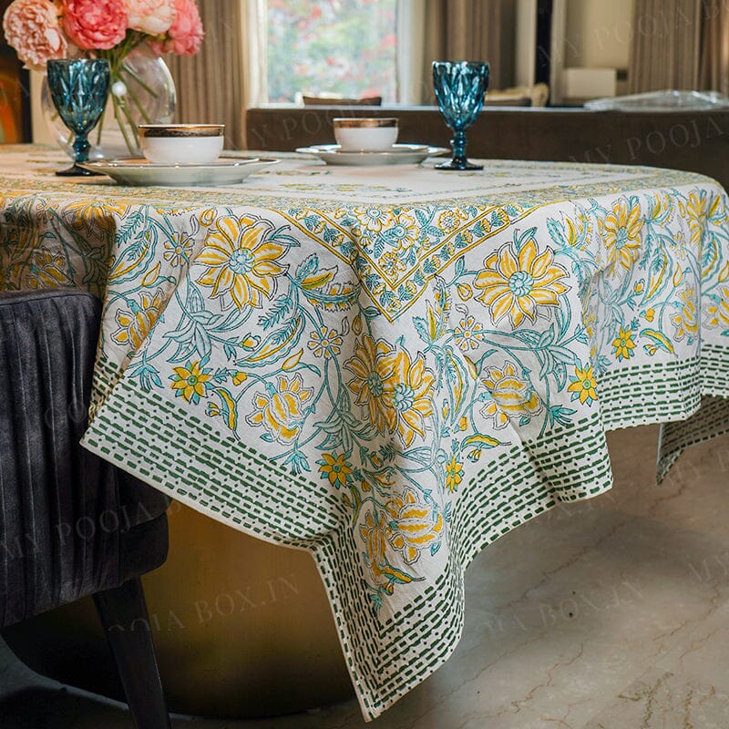 Floral Sanganeri Block Printed Table Cover