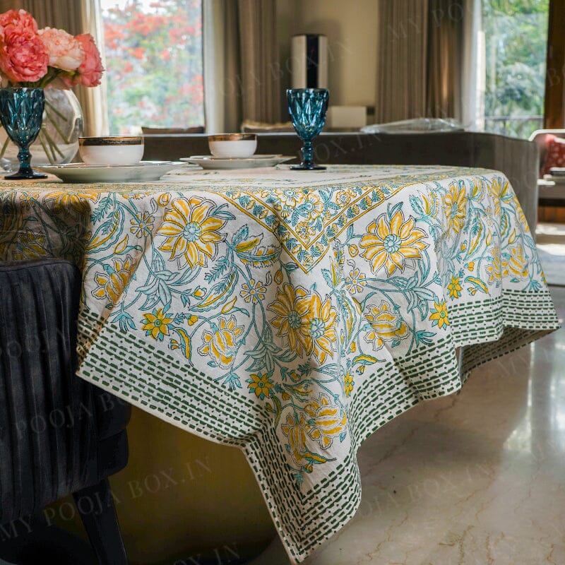 Floral Sanganeri Block Printed Table Cover