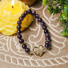 Amethyst Healing Crystal Heart Charm