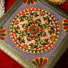 Mandala Wooden Chowki for Pooja 38cm