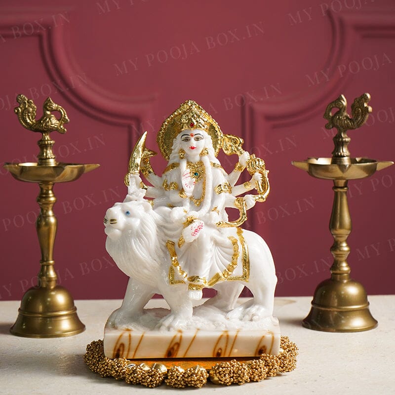 Marble Durga Mata Idol for Gift/Puja