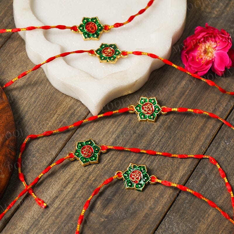 Floral OM Red Rakhi