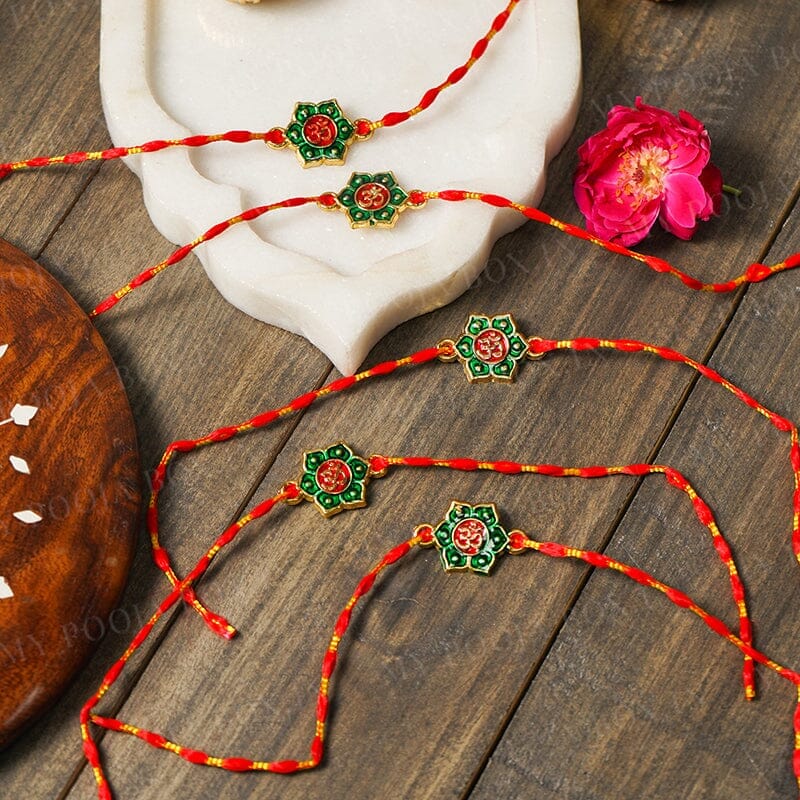 Floral OM Red Rakhi