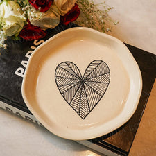 Black Heart Ceramic Dessert Plate