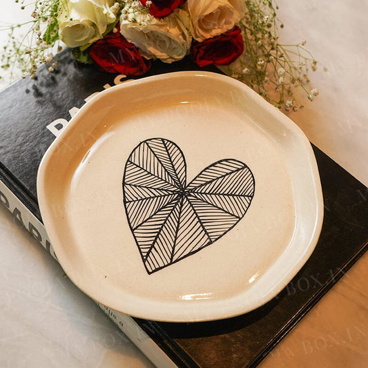 Black Heart Ceramic Dessert Plate