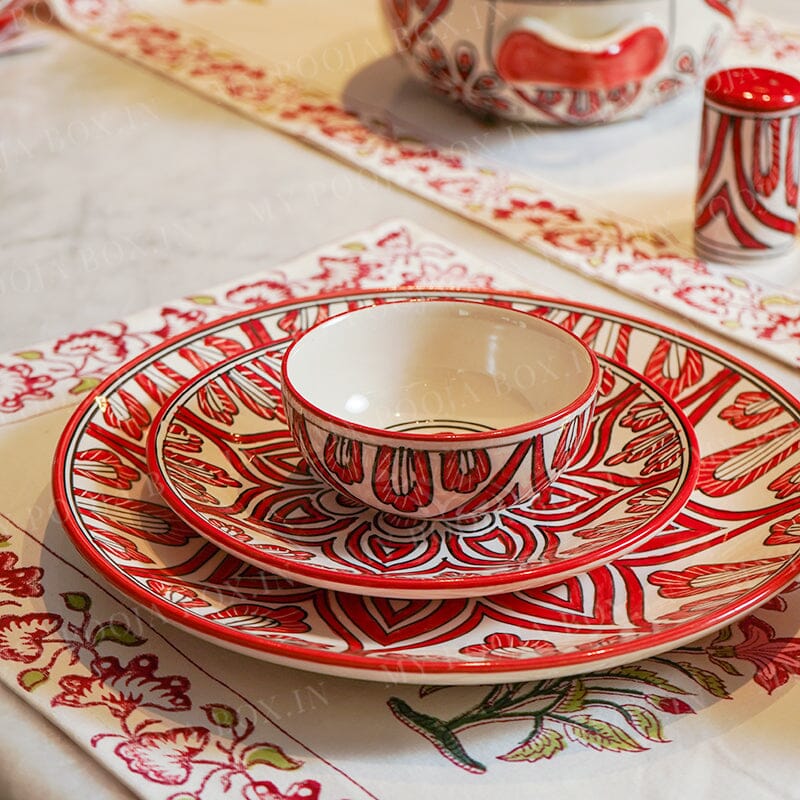 Red Mehrab Dinner Set 37 Pc