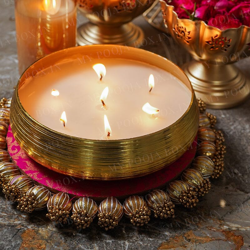 Gold Finish Luminous Scented Candle Urli