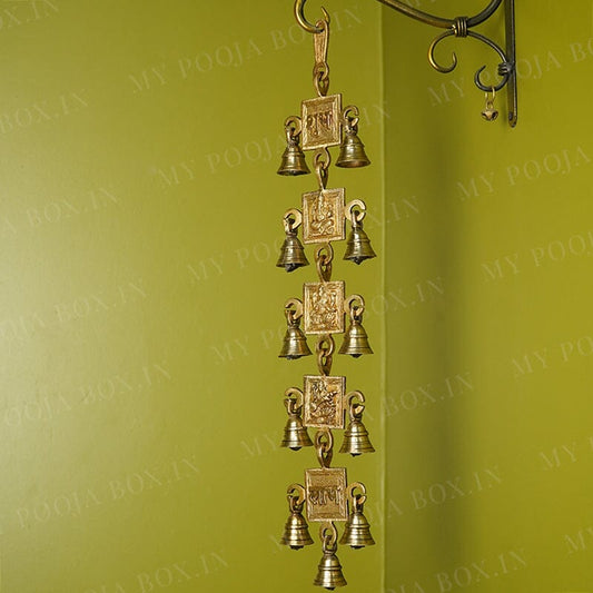 Laxmi Saraswati Brass Wall Hanging Bells