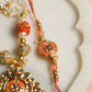 White & Orange Pearl Bhaiya Bhabhi Rakhi