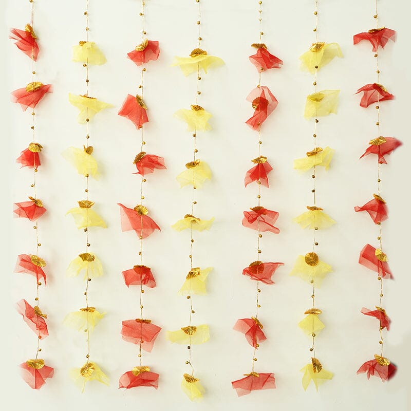 Buy Red & Yellow Backdrop Hanging for Pooja Decoration 3.5FT x 3FT ...