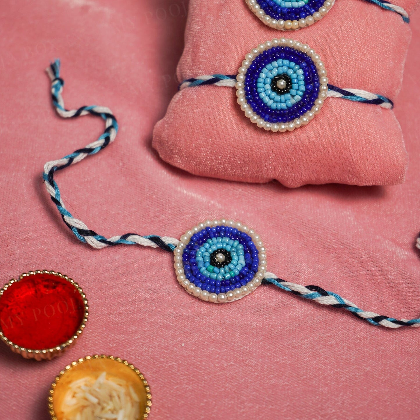 Blue Evil Eye Handcrafted Beaded Rakhi