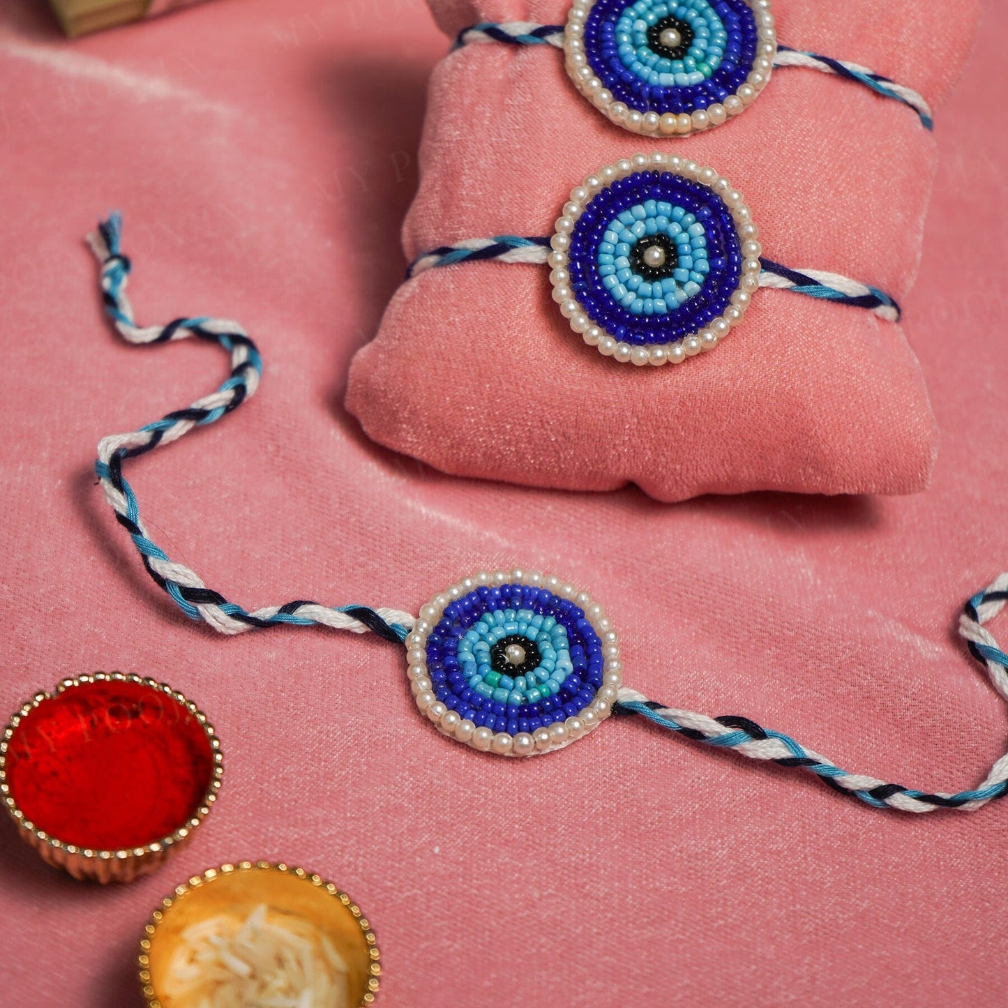 Blue Evil Eye Handcrafted Beaded Rakhi