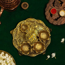 Swastik Pooja Thali With Diyas