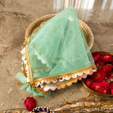 Opulent Mint Green Thali Cover