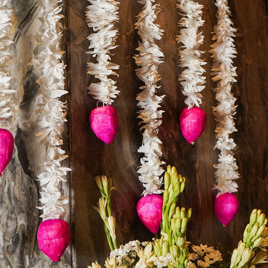 Artificial Jasmine Flower And Pink Lotus Buds Backdrop Decoration