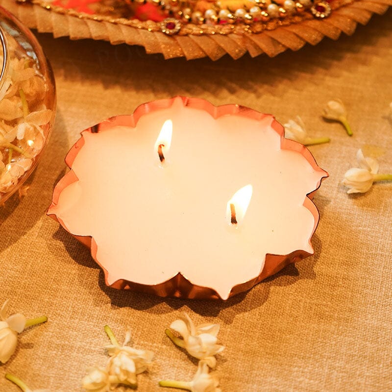 Copper Finished Floral Petite Candle Urli